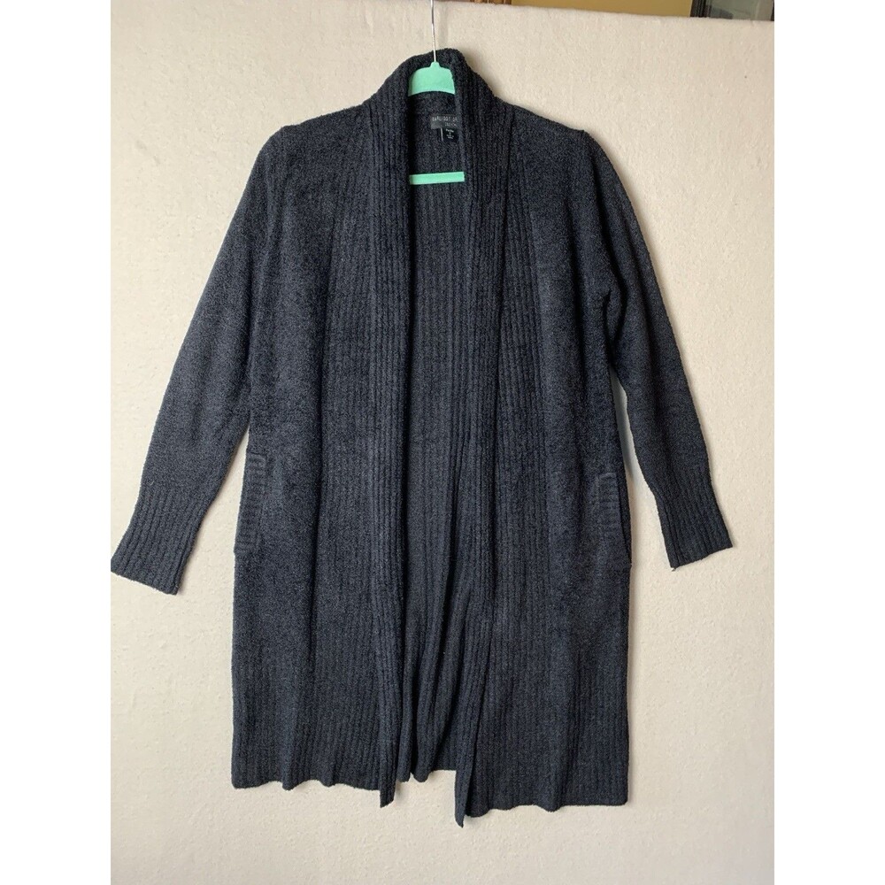 Barefoot Dreams Cardigan Womens SP Black Open Shawl Neck Cozychic Lite Pockets